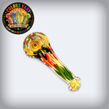 3.5" Silver Fumed Multicolor Squiggle Striped Glass Pipe