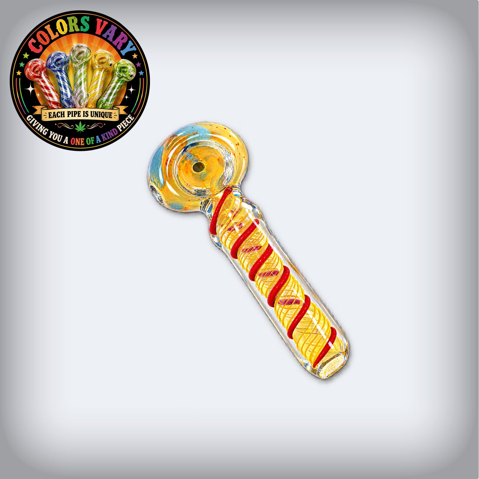 3.5" Silver Fumed Spiral Striped Bubble Glass Spoon Pipe