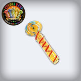 3.5" Silver Fumed Spiral Striped Bubble Glass Spoon Pipe