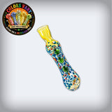 3" Confetti Frit Colored Glass Chillum