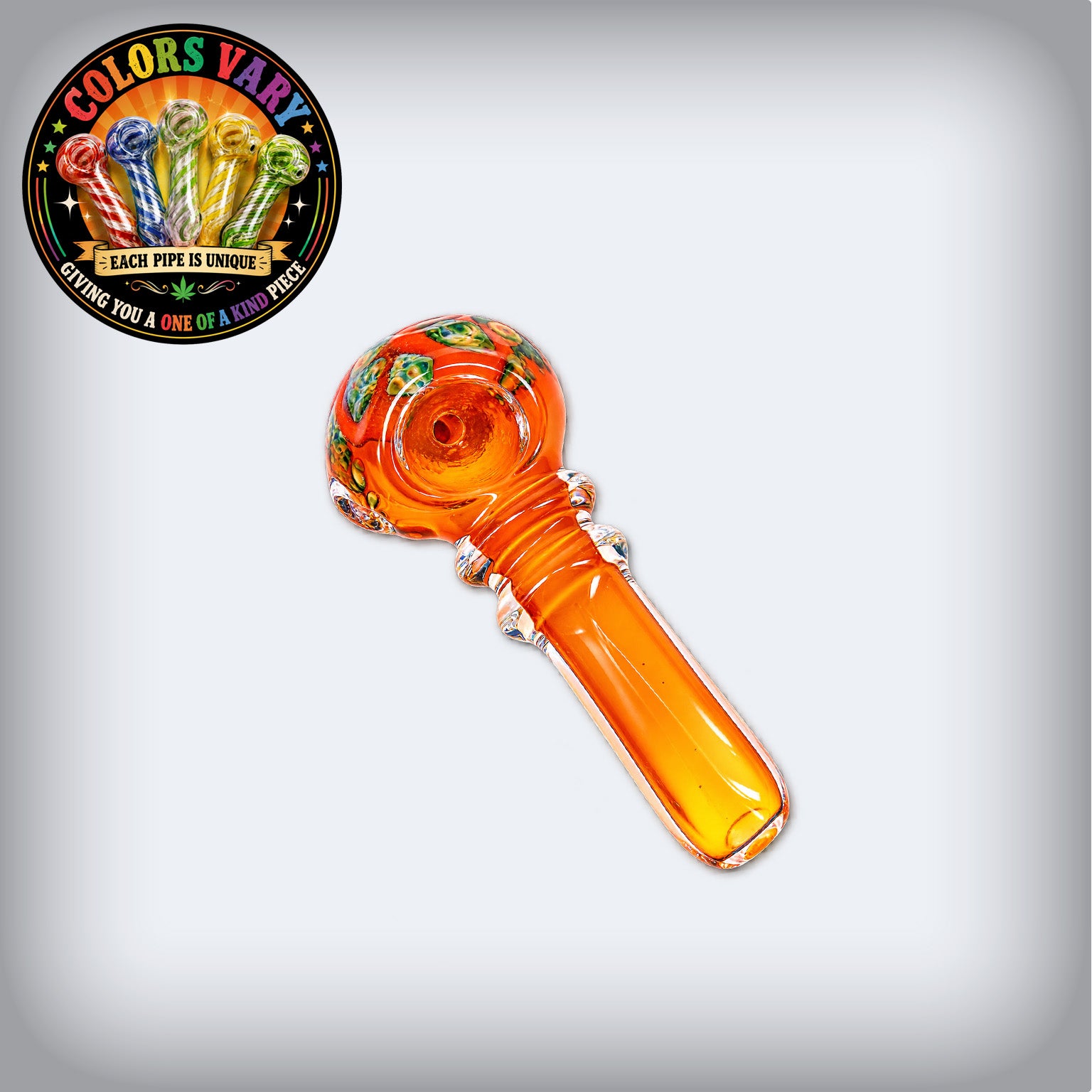 3.5" Gold Fumed Frit Rings Colored Glass Pipe