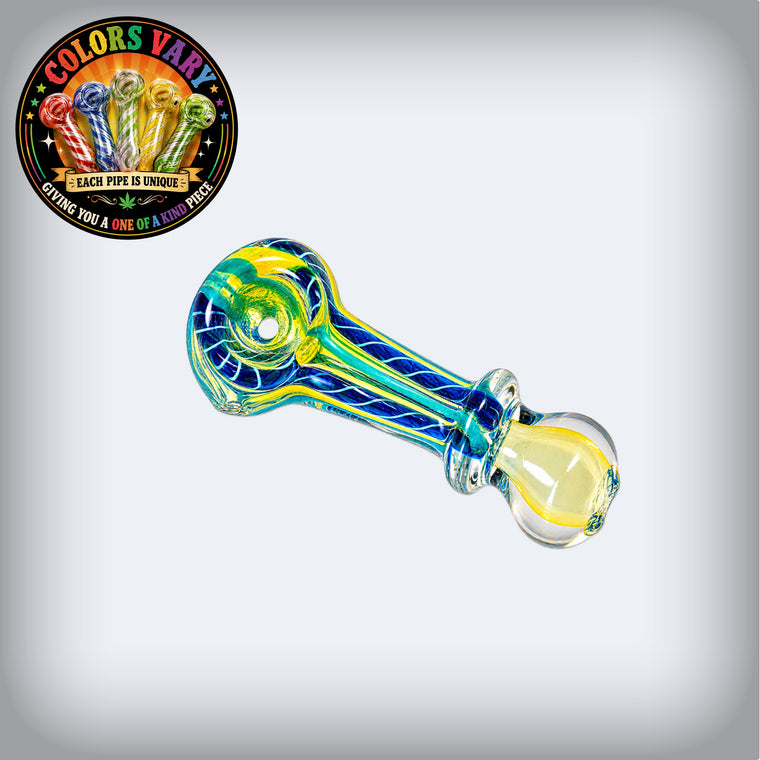 3" Multicolor Striped Colored  Glass Pipe