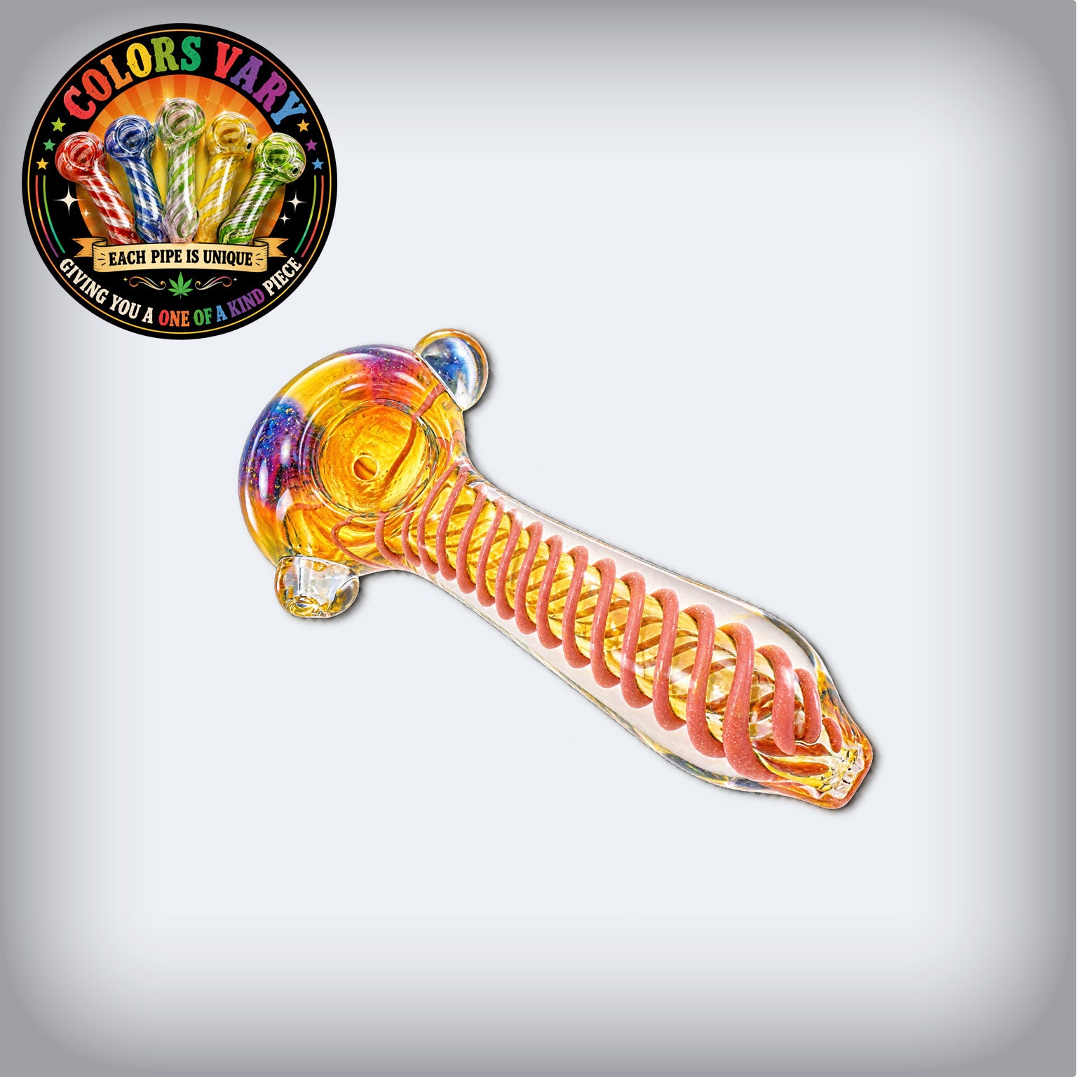 4" Silver Fumed Spiral Striped Marble Glass Pipe