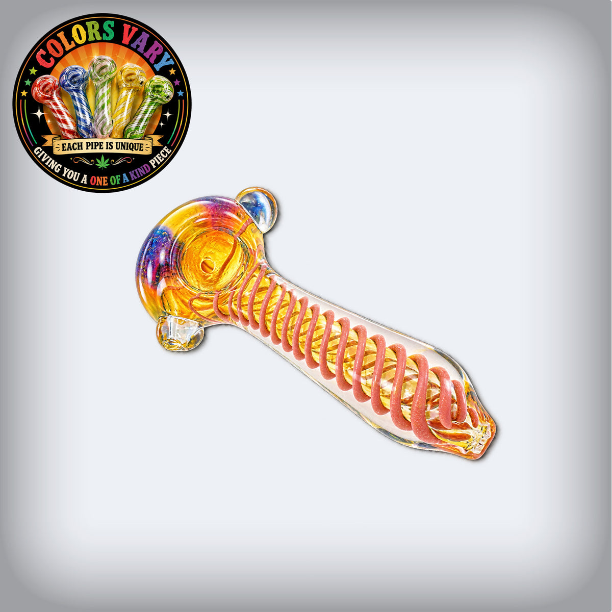 4" Silver Fumed Spiral Striped Marble Glass Pipe