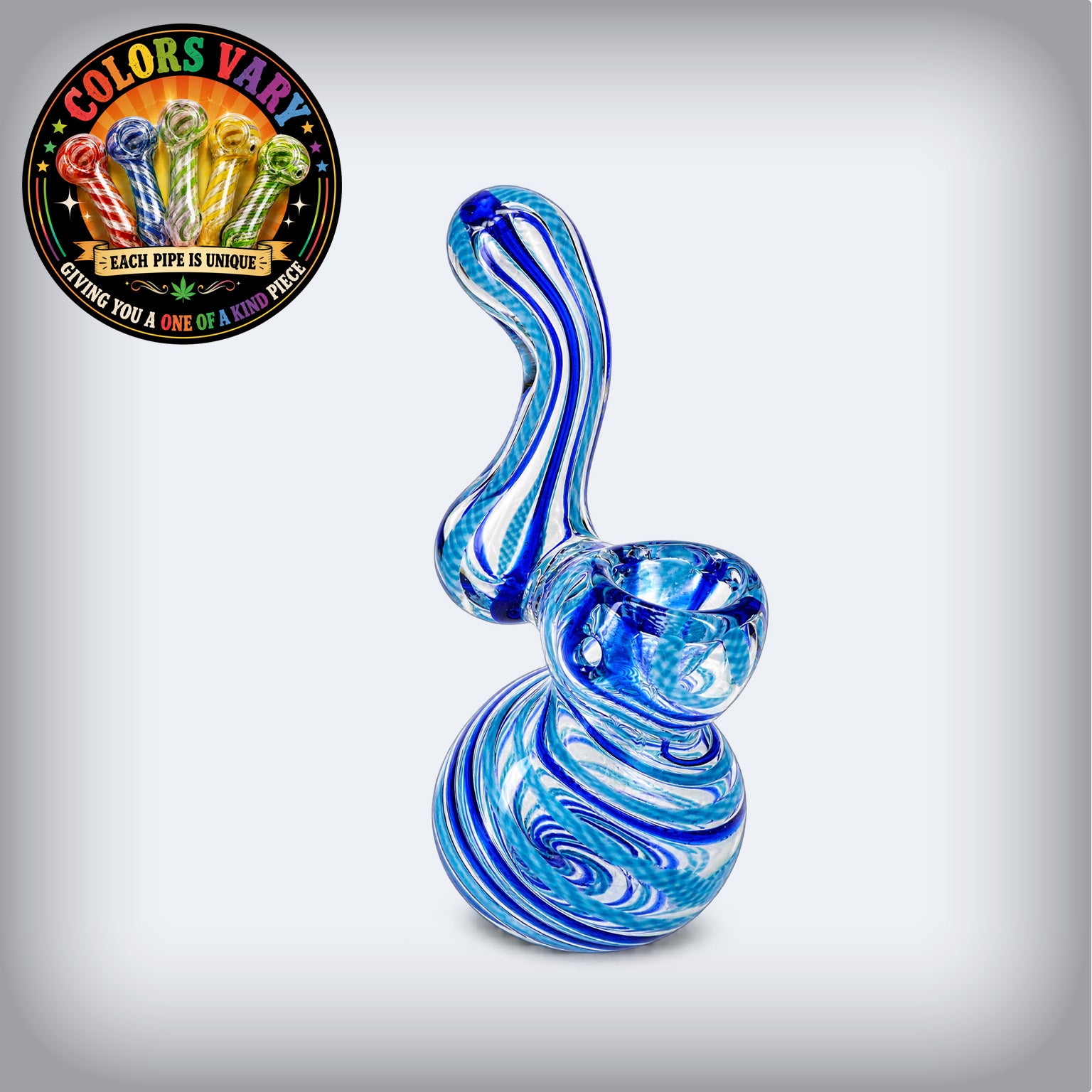 5" Clear Striped Sherlock Glass Bubbler