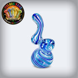 5" Clear Striped Sherlock Glass Bubbler