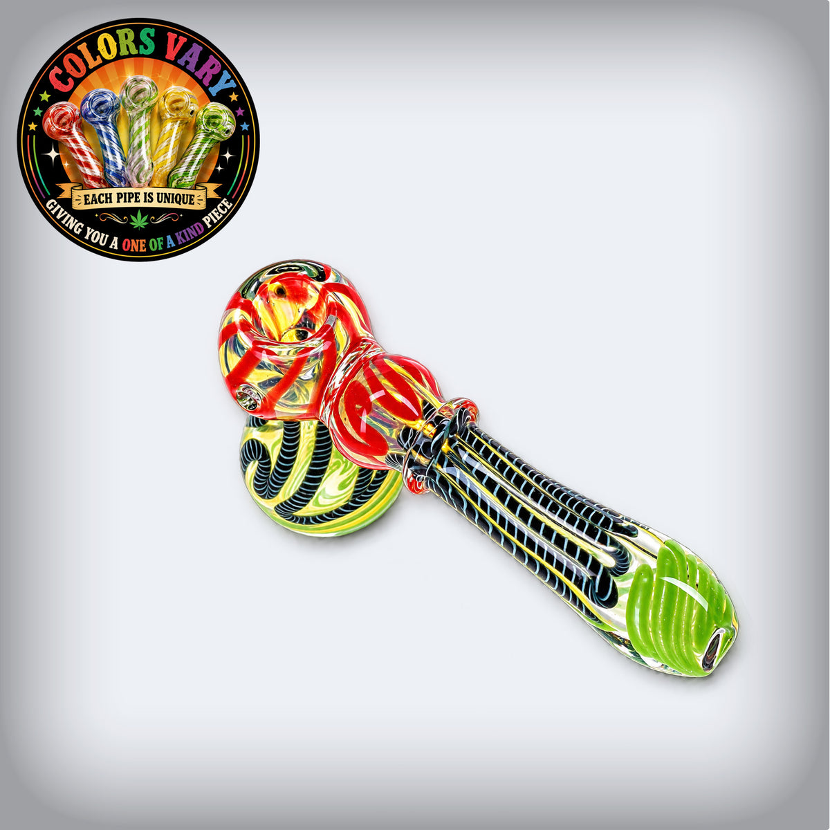 6" Color Changing Squiggle Striped Hammer Bubbler