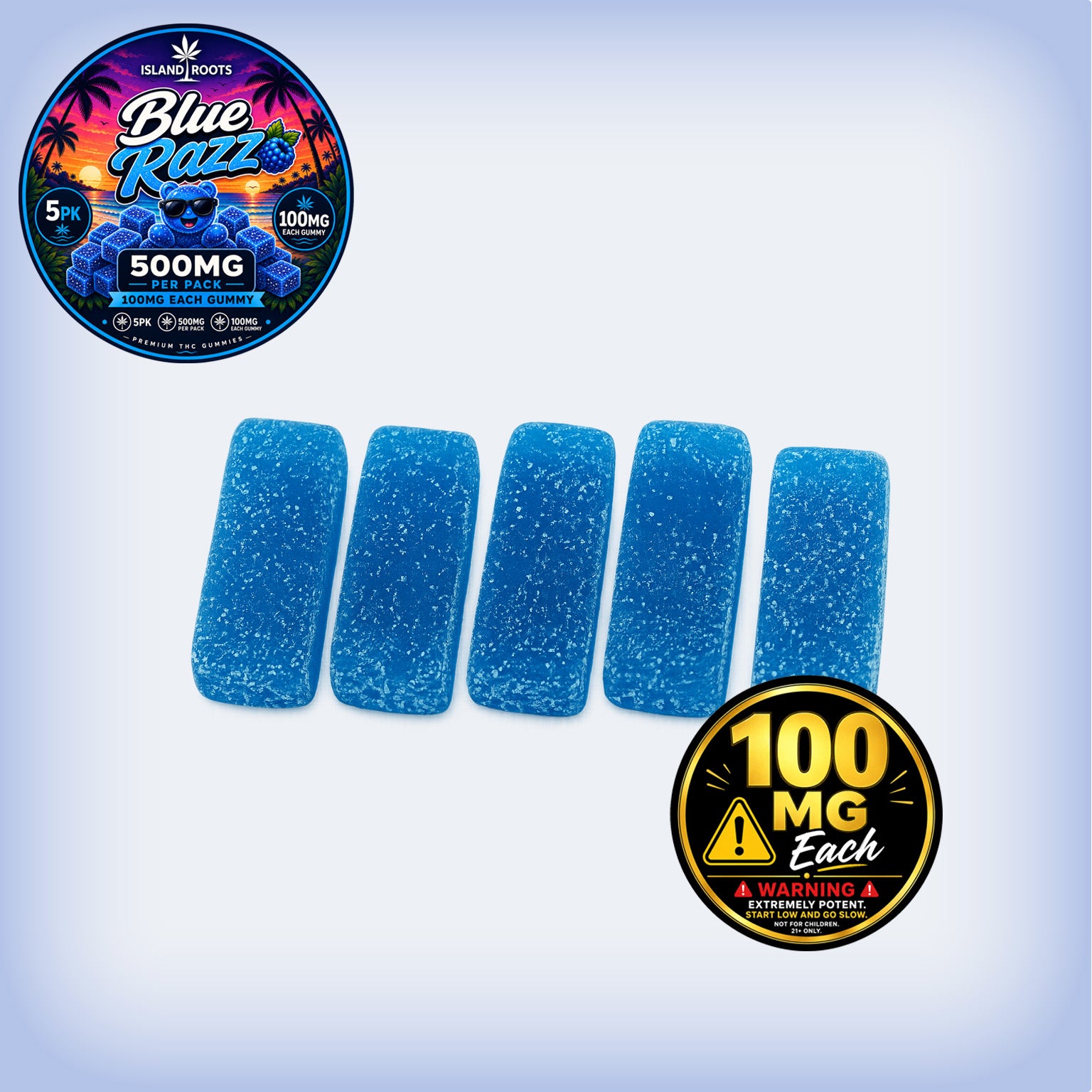 Blue Razz 5 Pack 500MG - 100MG Each