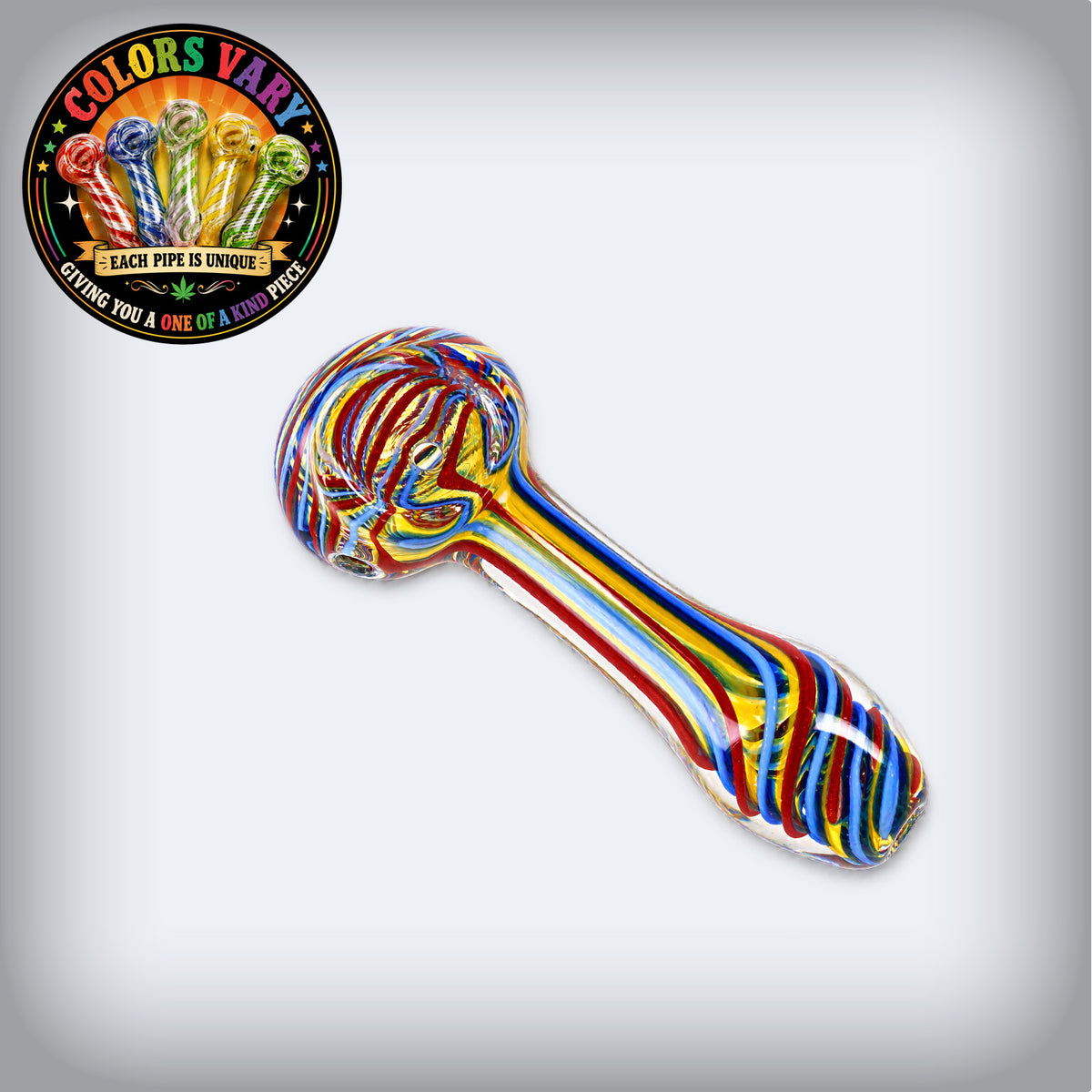 3.5" Color-Changing Swirl Striped Glass Spoon Pipe