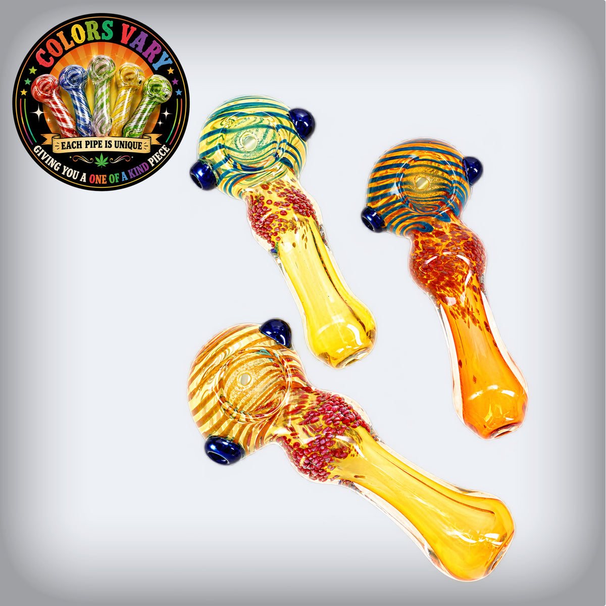 4" Island Roots Silver Fumed Frit Striped Glass Pipe