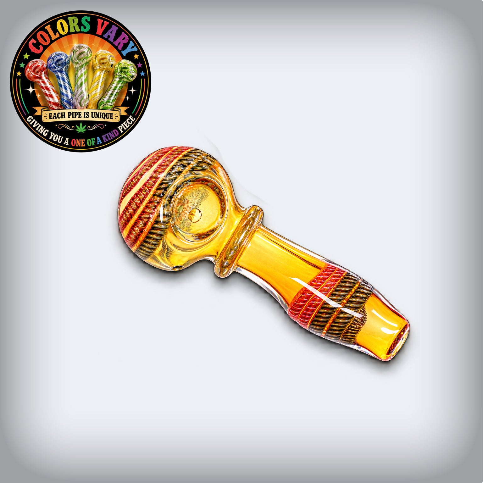 4" Island Roots Gold Fumed Multicolor Striped Glass Pipe