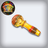 4" Island Roots Gold Fumed Multicolor Striped Glass Pipe