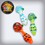 4.5" Bright Frit Striped Dot Glass Spoon Pipe