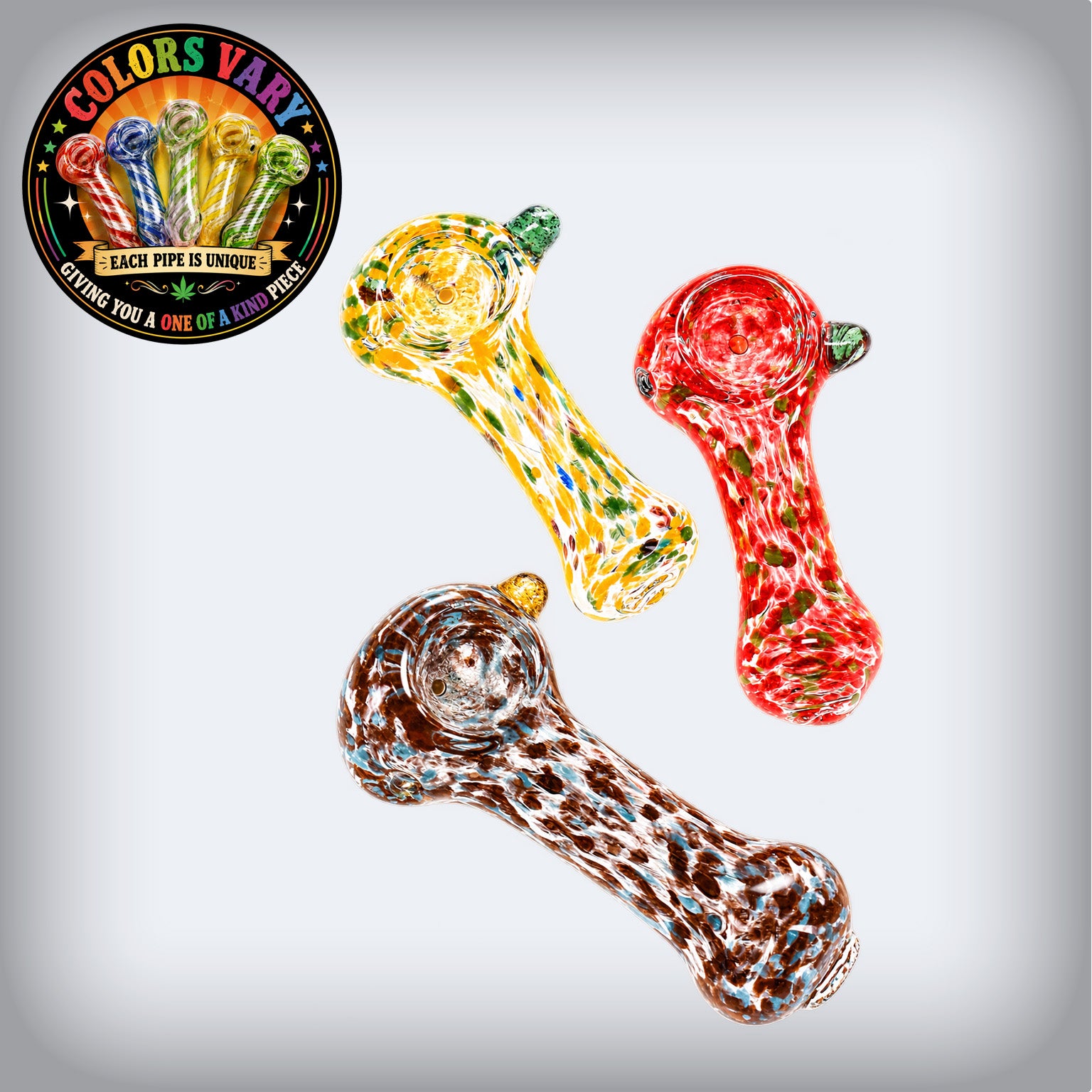 2.5" Mini Confetti Frit Coil Glass Spoon Pipe