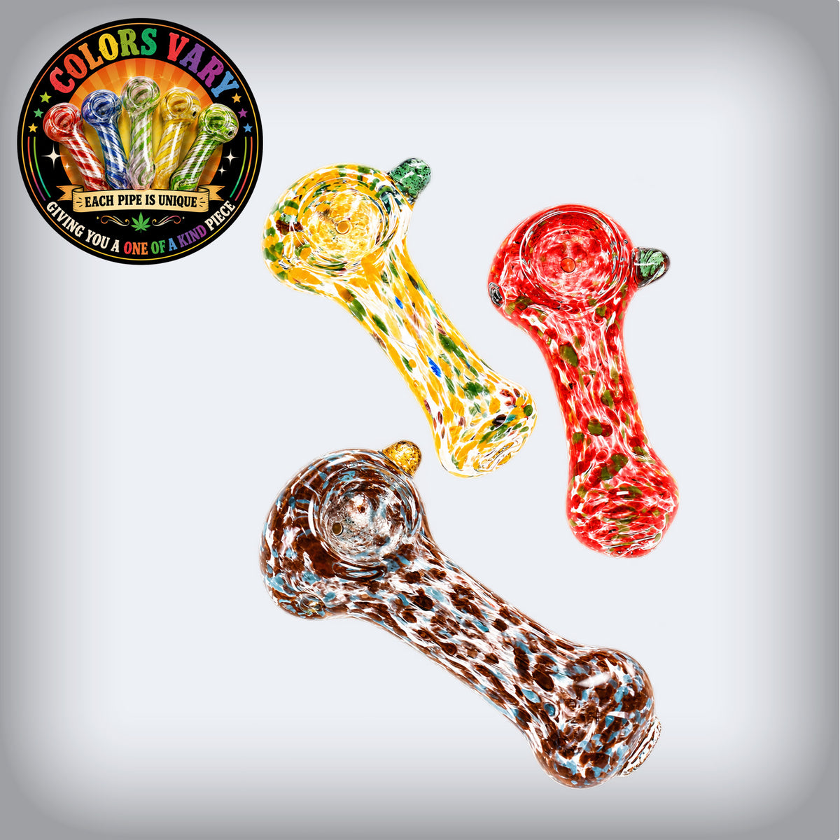 2.5" Mini Confetti Frit Coil Glass Spoon Pipe